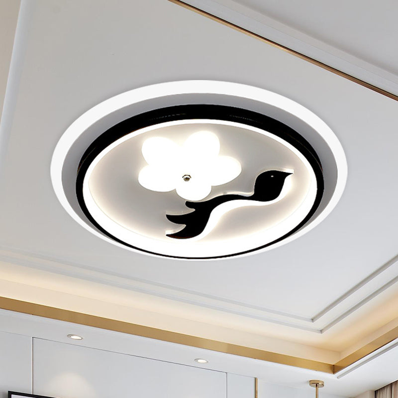 Contemporary Circle Flush Lighting Acrylic LED Bedroom Flush Mounted Lamp with Flower Design in Black (The customization will be 15 days) Clearhalo 'Ceiling Lights' 'Close To Ceiling Lights' 'Close to ceiling' 'Flush mount' Lighting' 1193754