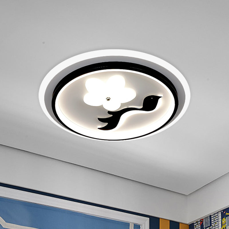 Contemporary Circle Flush Lighting Acrylic LED Bedroom Flush Mounted Lamp with Flower Design in Black (The customization will be 15 days) Clearhalo 'Ceiling Lights' 'Close To Ceiling Lights' 'Close to ceiling' 'Flush mount' Lighting' 1193755