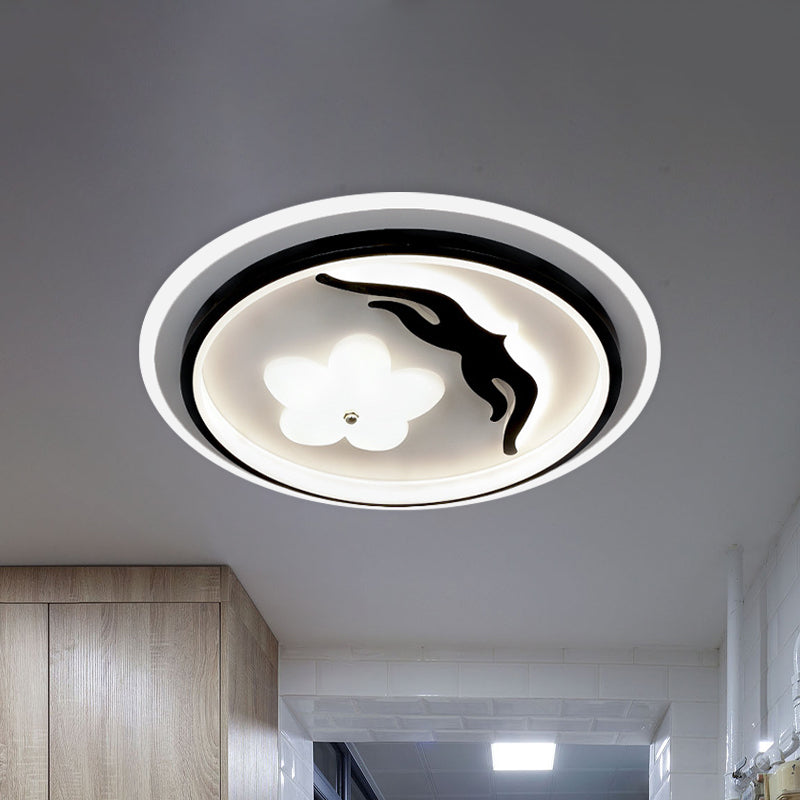 Contemporary Circle Flush Lighting Acrylic LED Bedroom Flush Mounted Lamp with Flower Design in Black (The customization will be 15 days) Clearhalo 'Ceiling Lights' 'Close To Ceiling Lights' 'Close to ceiling' 'Flush mount' Lighting' 1193760