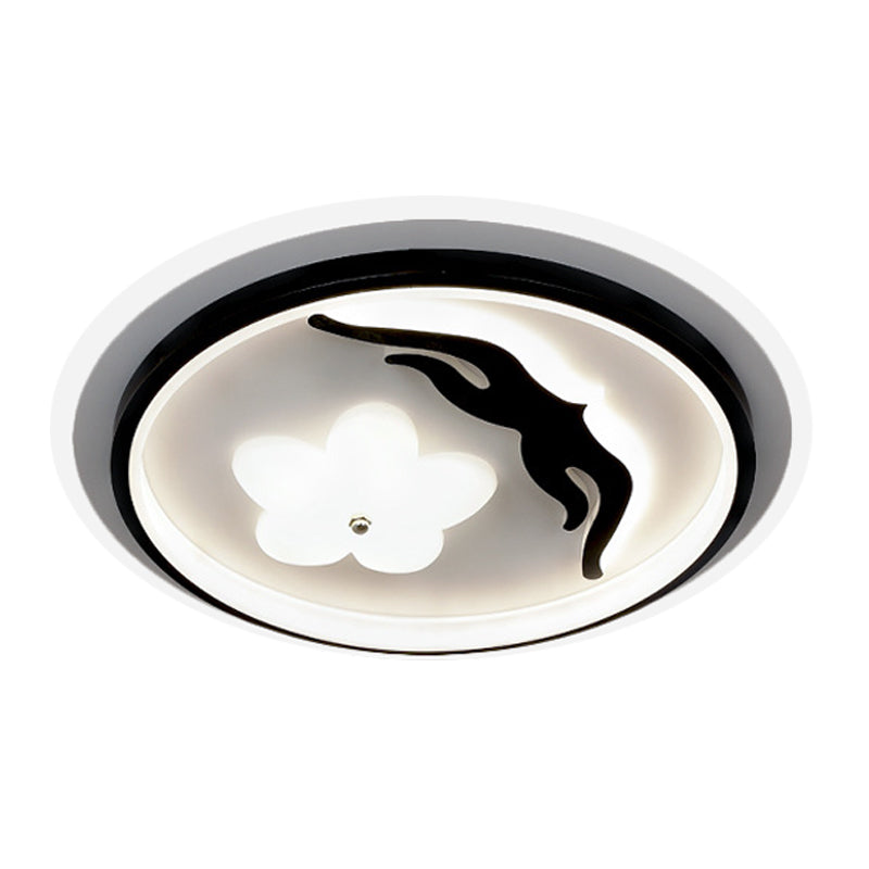 Contemporary Circle Flush Lighting Acrylic LED Bedroom Flush Mounted Lamp with Flower Design in Black (The customization will be 15 days) Clearhalo 'Ceiling Lights' 'Close To Ceiling Lights' 'Close to ceiling' 'Flush mount' Lighting' 1193761