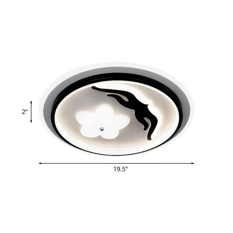 Contemporary Circle Flush Lighting Acrylic LED Bedroom Flush Mounted Lamp with Flower Design in Black (The customization will be 15 days) Clearhalo 'Ceiling Lights' 'Close To Ceiling Lights' 'Close to ceiling' 'Flush mount' Lighting' 1193762