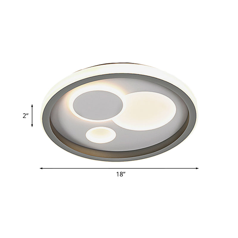 Acrylic Round/Loving Heart Pattern Flush Light Modern LED Grey Flush Mount Fixture for Bedroom Clearhalo 'Ceiling Lights' 'Close To Ceiling Lights' 'Close to ceiling' 'Flush mount' Lighting' 1193766