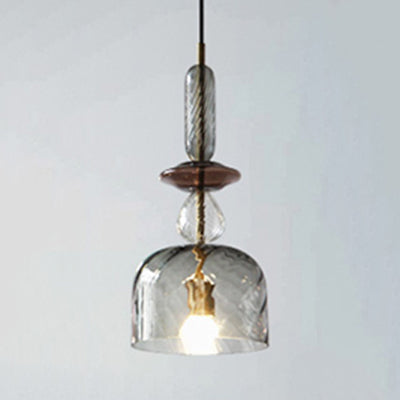 Pink/Blue/Amber Globe/Cylindrical/Dome Suspension Pendant Modernist 1 Light Smooth/Water Glass Hanging Ceiling Light Clear Clearhalo 'Ceiling Lights' 'Glass shade' 'Glass' 'Modern Pendants' 'Modern' 'Pendant Lights' 'Pendants' Lighting' 119377