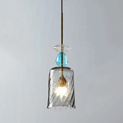 Pink/Blue/Amber Globe/Cylindrical/Dome Suspension Pendant Modernist 1 Light Smooth/Water Glass Hanging Ceiling Light Smoke Gray Clearhalo 'Ceiling Lights' 'Glass shade' 'Glass' 'Modern Pendants' 'Modern' 'Pendant Lights' 'Pendants' Lighting' 119378