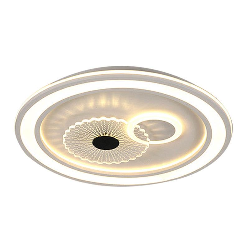 LED Bedroom Flushmount Lighting Contemporary White Finish Flush Lamp with Round Acrylic Shade Clearhalo 'Ceiling Lights' 'Close To Ceiling Lights' 'Close to ceiling' 'Flush mount' Lighting' 1193802