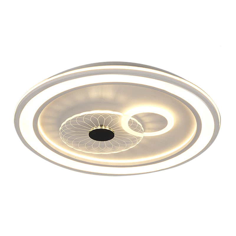 LED Bedroom Flushmount Lighting Contemporary White Finish Flush Lamp with Round Acrylic Shade Clearhalo 'Ceiling Lights' 'Close To Ceiling Lights' 'Close to ceiling' 'Flush mount' Lighting' 1193807