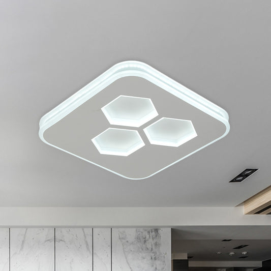 Squared Ceiling Mounted Light Modern Acrylic LED White Flush Lamp Fixture with Hexagon Design Clearhalo 'Ceiling Lights' 'Close To Ceiling Lights' 'Close to ceiling' 'Flush mount' Lighting' 1193815