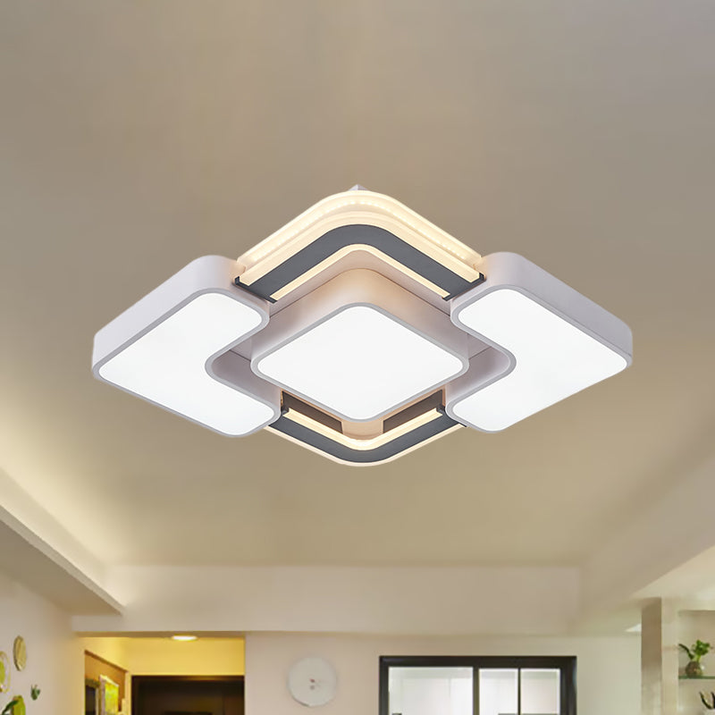 Rhombus Metal Flush Mount Lighting Contemporary LED Black-White Flush Ceiling Lamp for Bedroom Black-White Clearhalo 'Ceiling Lights' 'Close To Ceiling Lights' 'Close to ceiling' 'Flush mount' Lighting' 1193848