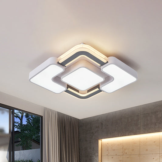 Rhombus Metal Flush Mount Lighting Contemporary LED Black-White Flush Ceiling Lamp for Bedroom Clearhalo 'Ceiling Lights' 'Close To Ceiling Lights' 'Close to ceiling' 'Flush mount' Lighting' 1193849