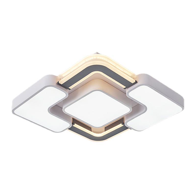 Rhombus Metal Flush Mount Lighting Contemporary LED Black-White Flush Ceiling Lamp for Bedroom Clearhalo 'Ceiling Lights' 'Close To Ceiling Lights' 'Close to ceiling' 'Flush mount' Lighting' 1193850