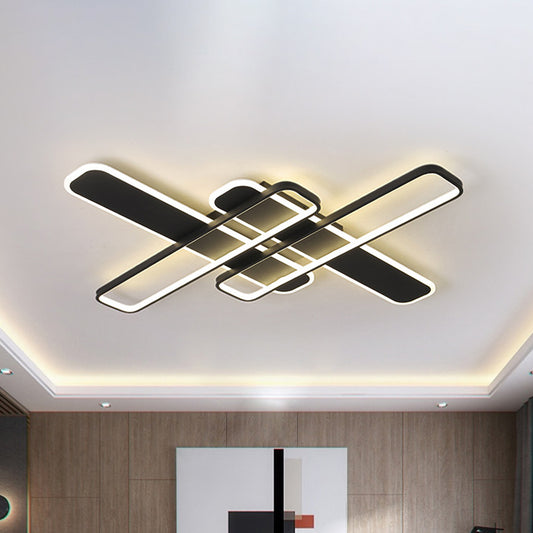 Black Rectangle Frame Flush Light Minimalist LED Acrylic Flush Mounted Lamp Fixture Black Clearhalo 'Ceiling Lights' 'Close To Ceiling Lights' 'Close to ceiling' 'Flush mount' Lighting' 1193878