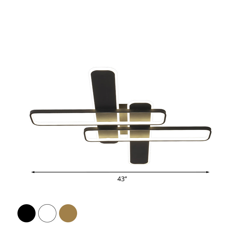 35.5"/43" W Crossing Rectangle Flushmount Minimal Acrylic Living Room LED Flush Light Fixture in White/Black/Gold Clearhalo 'Ceiling Lights' 'Close To Ceiling Lights' 'Close to ceiling' 'Flush mount' Lighting' 1193886