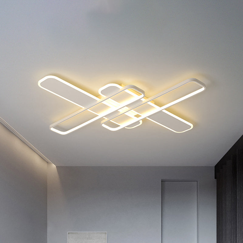 35.5"/43" W Crossing Rectangle Flushmount Minimal Acrylic Living Room LED Flush Light Fixture in White/Black/Gold Clearhalo 'Ceiling Lights' 'Close To Ceiling Lights' 'Close to ceiling' 'Flush mount' Lighting' 1193888