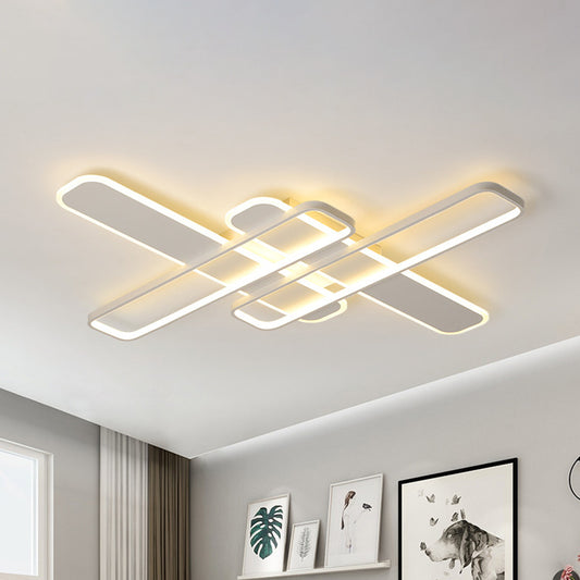 35.5"/43" W Crossing Rectangle Flushmount Minimal Acrylic Living Room LED Flush Light Fixture in White/Black/Gold Clearhalo 'Ceiling Lights' 'Close To Ceiling Lights' 'Close to ceiling' 'Flush mount' Lighting' 1193889