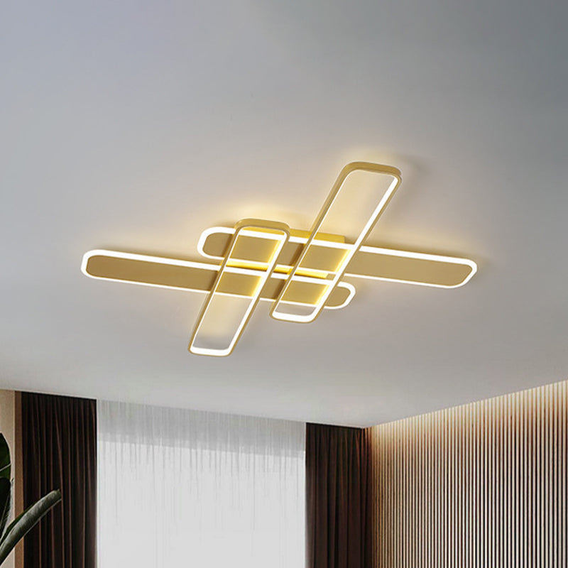 35.5"/43" W Crossing Rectangle Flushmount Minimal Acrylic Living Room LED Flush Light Fixture in White/Black/Gold Clearhalo 'Ceiling Lights' 'Close To Ceiling Lights' 'Close to ceiling' 'Flush mount' Lighting' 1193892