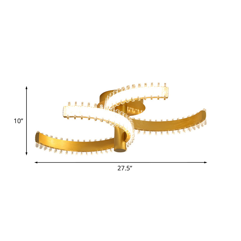 2/3 Tiers C-Shape Semi Flush Lighting Simple Acrylic LED Gold Close to Ceiling Lamp in White/Warm Light Clearhalo 'Ceiling Lights' 'Close To Ceiling Lights' 'Close to ceiling' 'Semi-flushmount' Lighting' 1193903