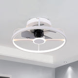 Circle Pendant Fan Light Modernist Metal 18" W LED White Semi Flush Mount Lamp with 3 Grey Blades Clearhalo 'Ceiling Fans with Lights' 'Ceiling Fans' 'Modern Ceiling Fans' 'Modern' Lighting' 1193909