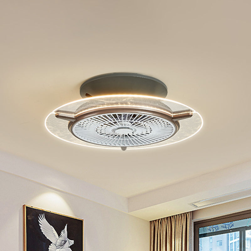 Round Acrylic Hanging Fan Light Modernism Gold/Silver Finish LED Flushmount Lamp, 22" Width Clearhalo 'Ceiling Fans with Lights' 'Ceiling Fans' 'Modern Ceiling Fans' 'Modern' Lighting' 1193913