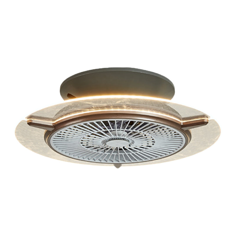 Round Acrylic Hanging Fan Light Modernism Gold/Silver Finish LED Flushmount Lamp, 22" Width Clearhalo 'Ceiling Fans with Lights' 'Ceiling Fans' 'Modern Ceiling Fans' 'Modern' Lighting' 1193914
