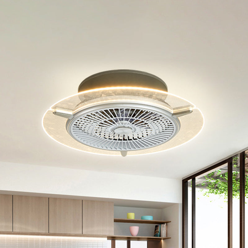 Round Acrylic Hanging Fan Light Modernism Gold/Silver Finish LED Flushmount Lamp, 22" Width Clearhalo 'Ceiling Fans with Lights' 'Ceiling Fans' 'Modern Ceiling Fans' 'Modern' Lighting' 1193918
