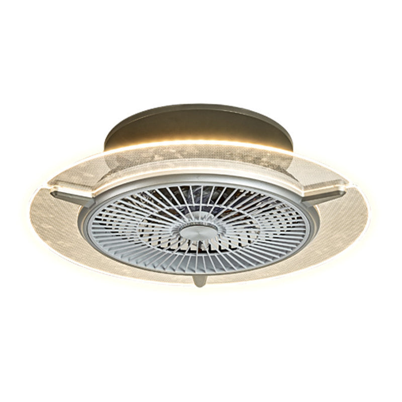 Round Acrylic Hanging Fan Light Modernism Gold/Silver Finish LED Flushmount Lamp, 22" Width Clearhalo 'Ceiling Fans with Lights' 'Ceiling Fans' 'Modern Ceiling Fans' 'Modern' Lighting' 1193919