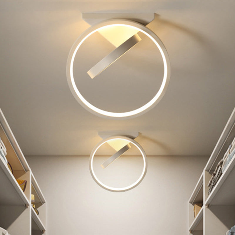 White/Black Dual Ring Flushmount Simplicity LED Metal Flush Ceiling Light in White/Warm Light for Hallway Clearhalo 'Ceiling Lights' 'Close To Ceiling Lights' 'Close to ceiling' 'Flush mount' Lighting' 1193930