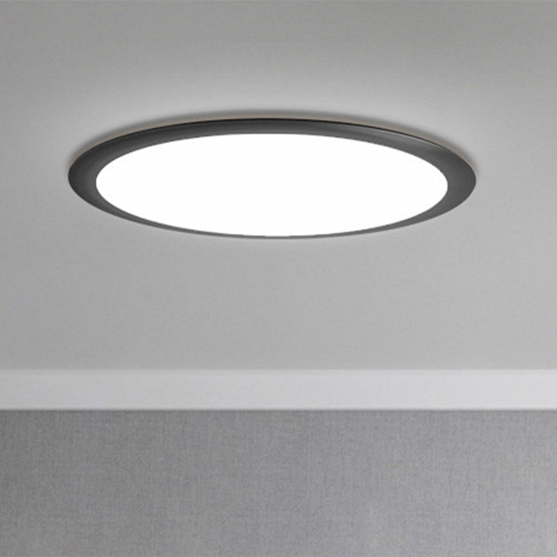 Metallic Round Ceiling Mounted Fixture Minimalist LED Black Flush Lighting in White/Warm Light, 16.5"/20.5"/24.5" Dia Clearhalo 'Ceiling Lights' 'Close To Ceiling Lights' 'Close to ceiling' 'Flush mount' Lighting' 1193934