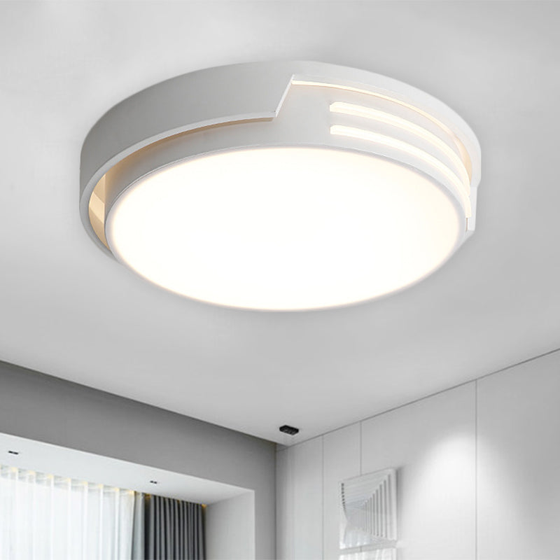 Drum Metal Flush Mount Lighting Modernist LED White Flush Lamp Fixture in White/Warm Light Clearhalo 'Ceiling Lights' 'Close To Ceiling Lights' 'Close to ceiling' 'Flush mount' Lighting' 1193940