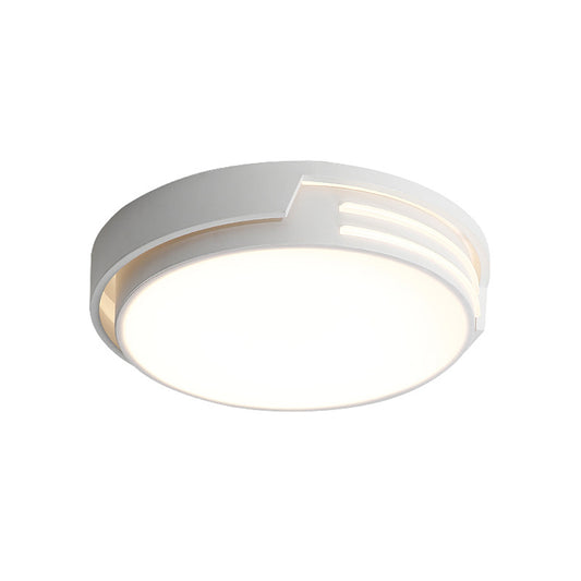 Drum Metal Flush Mount Lighting Modernist LED White Flush Lamp Fixture in White/Warm Light Clearhalo 'Ceiling Lights' 'Close To Ceiling Lights' 'Close to ceiling' 'Flush mount' Lighting' 1193941