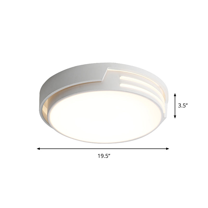 Drum Metal Flush Mount Lighting Modernist LED White Flush Lamp Fixture in White/Warm Light Clearhalo 'Ceiling Lights' 'Close To Ceiling Lights' 'Close to ceiling' 'Flush mount' Lighting' 1193942