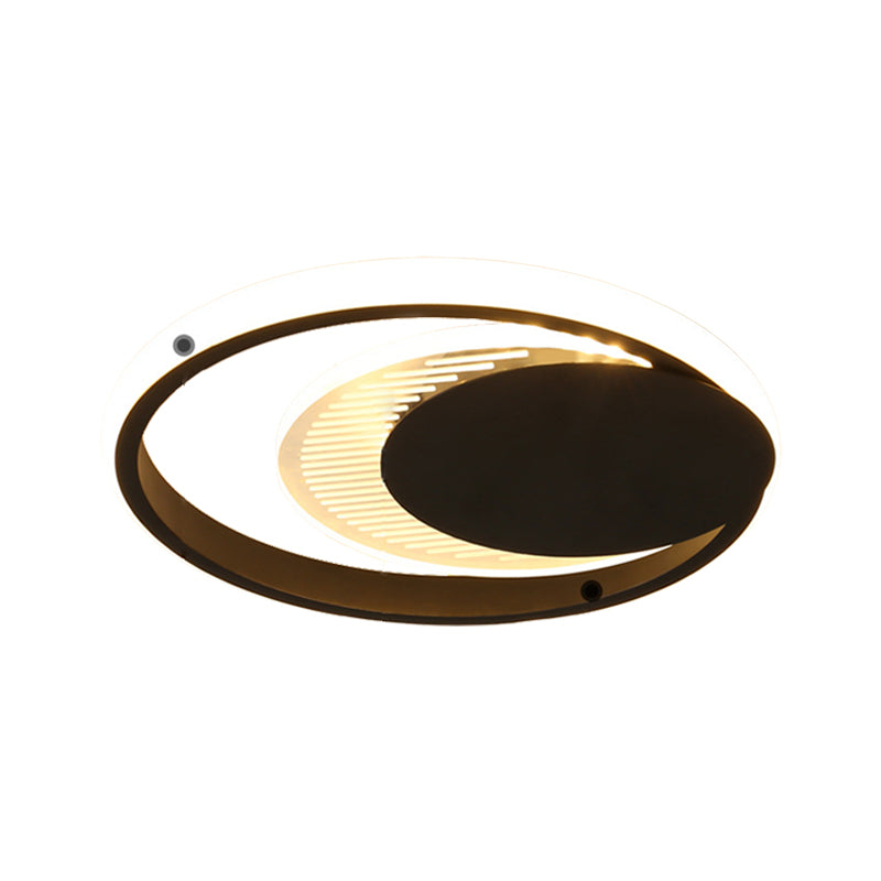 Metal Circle Flush Ceiling Light Simple White/Black Finish LED Flushmount Lamp in White/Warm Light Clearhalo 'Ceiling Lights' 'Close To Ceiling Lights' 'Close to ceiling' 'Flush mount' Lighting' 1193953