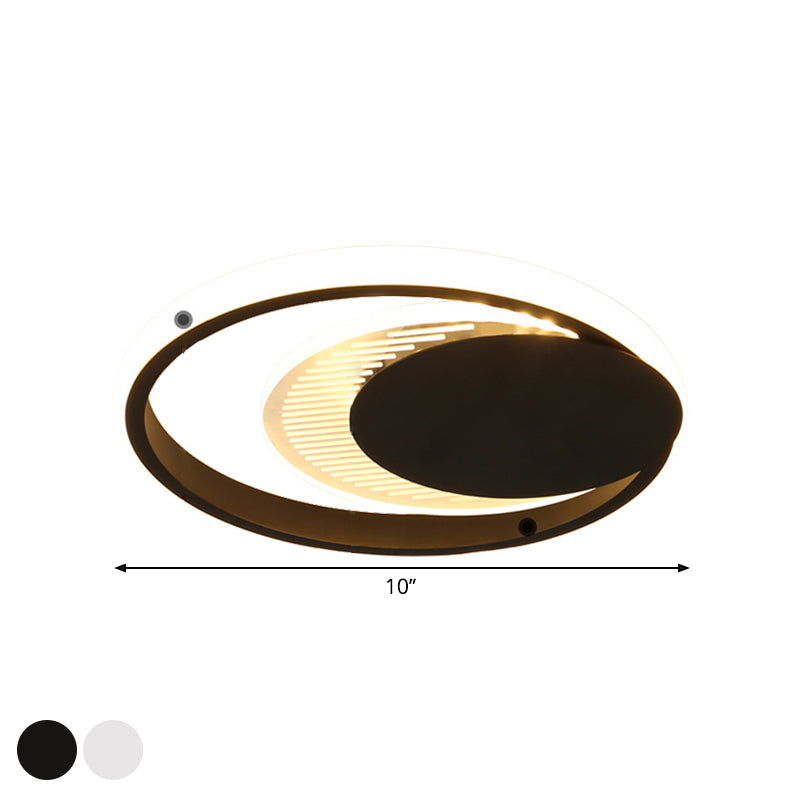 Metal Circle Flush Ceiling Light Simple White/Black Finish LED Flushmount Lamp in White/Warm Light Clearhalo 'Ceiling Lights' 'Close To Ceiling Lights' 'Close to ceiling' 'Flush mount' Lighting' 1193954