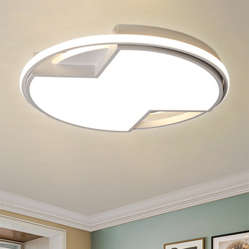 16.5"/20.5" W White Round Flush Mount Fixture Modern LED Metallic Ceiling Flush in White/Warm Light for Bedroom White Clearhalo 'Ceiling Lights' 'Close To Ceiling Lights' 'Close to ceiling' 'Flush mount' Lighting' 1193959