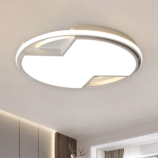 16.5"/20.5" W White Round Flush Mount Fixture Modern LED Metallic Ceiling Flush in White/Warm Light for Bedroom Clearhalo 'Ceiling Lights' 'Close To Ceiling Lights' 'Close to ceiling' 'Flush mount' Lighting' 1193960