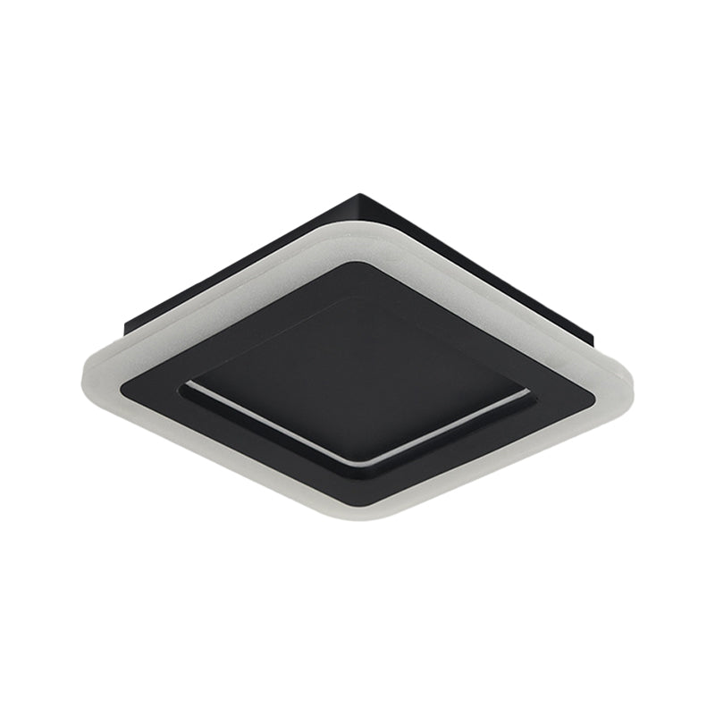 Squared Metal Ceiling Mounted Lamp Minimalist LED Black Flushmount Light in White/Warm Light for Hallway Clearhalo 'Ceiling Lights' 'Close To Ceiling Lights' 'Close to ceiling' 'Flush mount' Lighting' 1193972