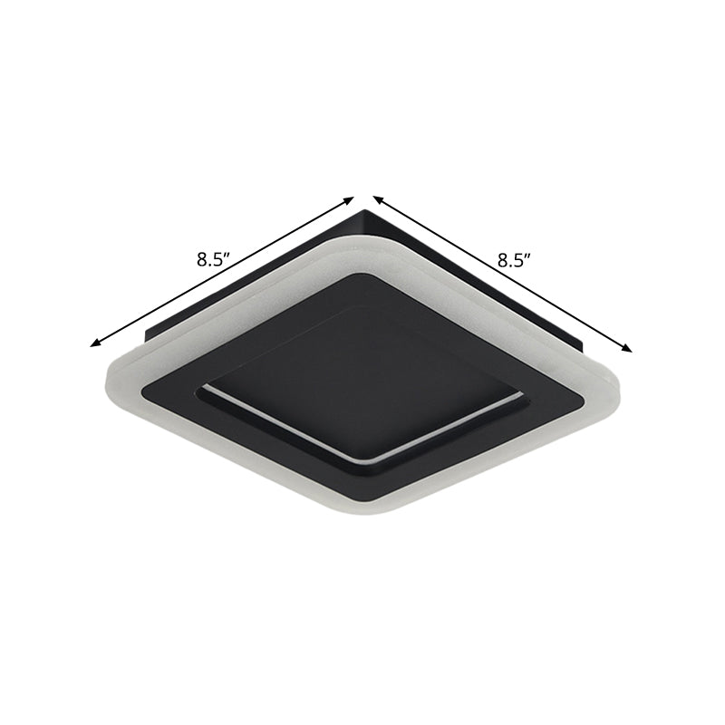 Squared Metal Ceiling Mounted Lamp Minimalist LED Black Flushmount Light in White/Warm Light for Hallway Clearhalo 'Ceiling Lights' 'Close To Ceiling Lights' 'Close to ceiling' 'Flush mount' Lighting' 1193973