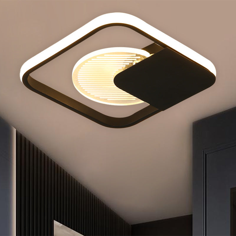 Metal Square Frame Flush Lighting Modernist White/Black LED Flush Mounted Lamp in White/Warm Light Black Clearhalo 'Ceiling Lights' 'Close To Ceiling Lights' 'Close to ceiling' 'Flush mount' Lighting' 1193974