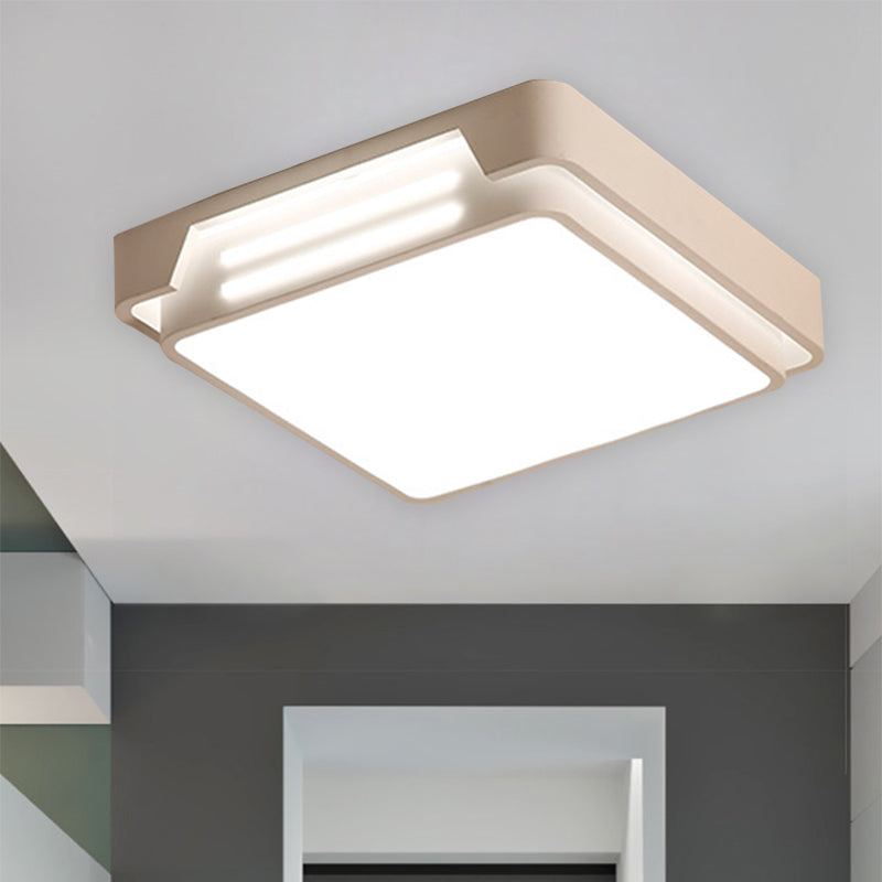 Squared Box Shade Ceiling Flush Simple Metal LED White Flush Mount Fixture in White/Warm Light White Clearhalo 'Ceiling Lights' 'Close To Ceiling Lights' 'Close to ceiling' 'Flush mount' Lighting' 1193987