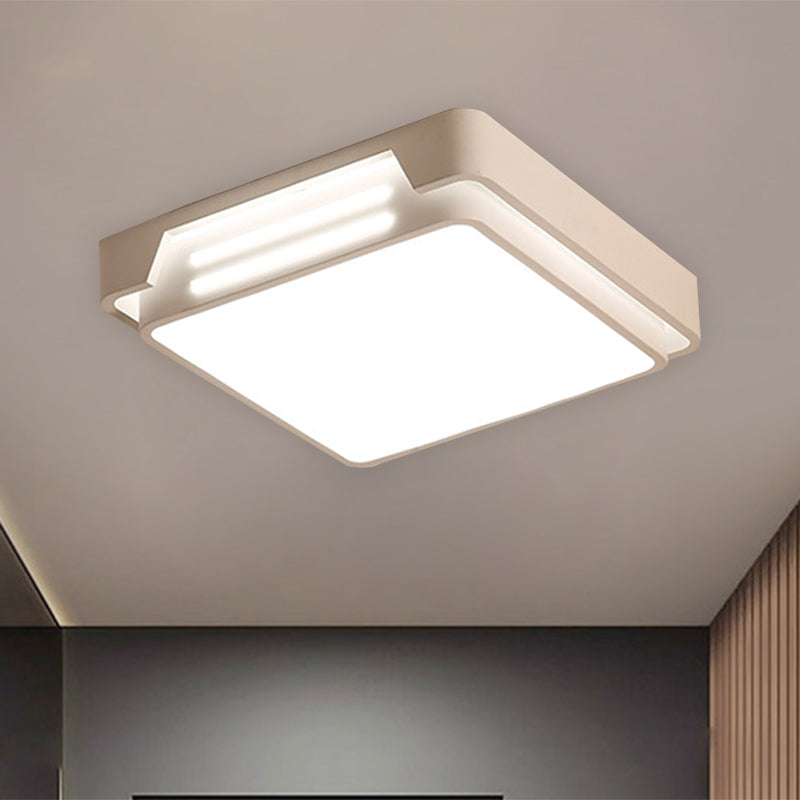 Squared Box Shade Ceiling Flush Simple Metal LED White Flush Mount Fixture in White/Warm Light Clearhalo 'Ceiling Lights' 'Close To Ceiling Lights' 'Close to ceiling' 'Flush mount' Lighting' 1193988