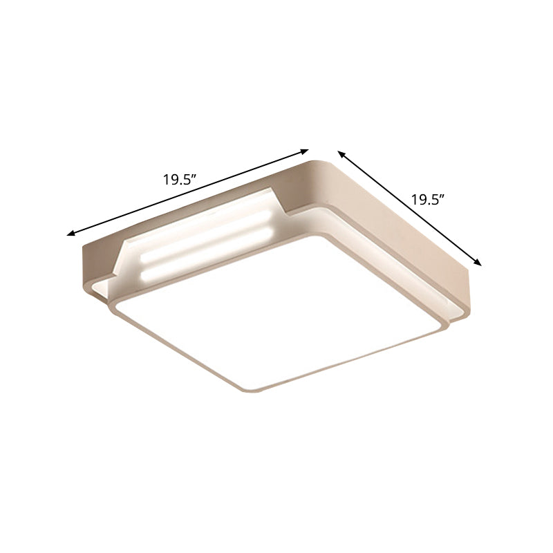 Squared Box Shade Ceiling Flush Simple Metal LED White Flush Mount Fixture in White/Warm Light Clearhalo 'Ceiling Lights' 'Close To Ceiling Lights' 'Close to ceiling' 'Flush mount' Lighting' 1193990