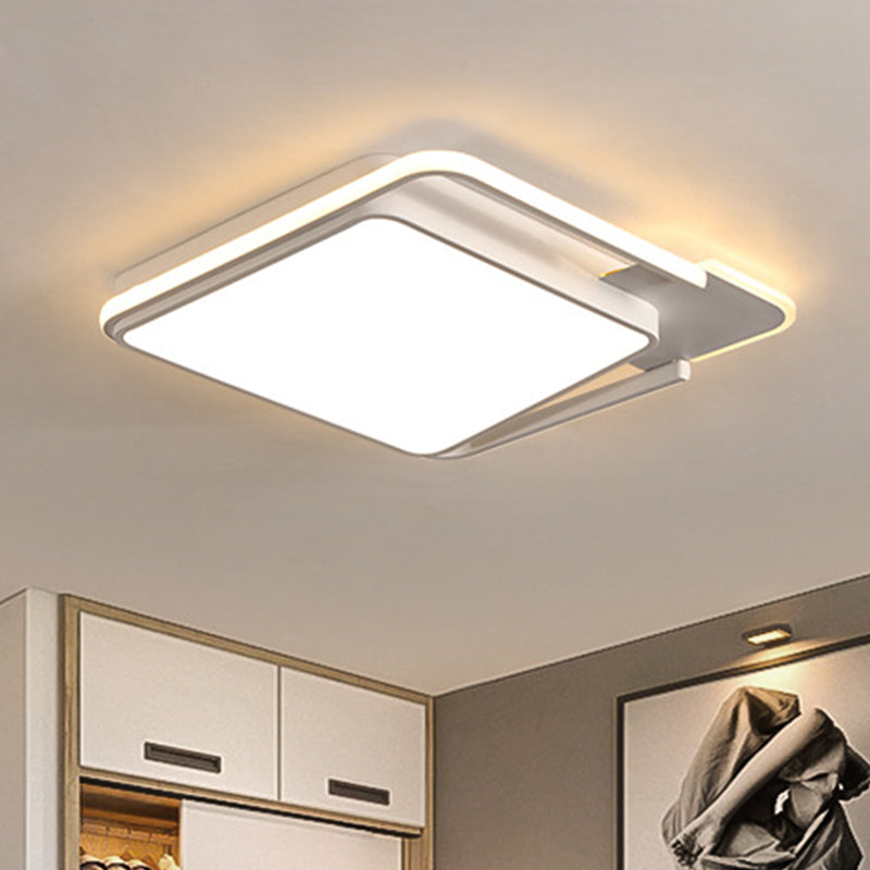 White/Black Square Flushmount Lamp Minimal LED Metallic Flush Lighting in White/Warm Light, 16.5"/20.5" Wide Clearhalo 'Ceiling Lights' 'Close To Ceiling Lights' 'Close to ceiling' 'Flush mount' Lighting' 1193997