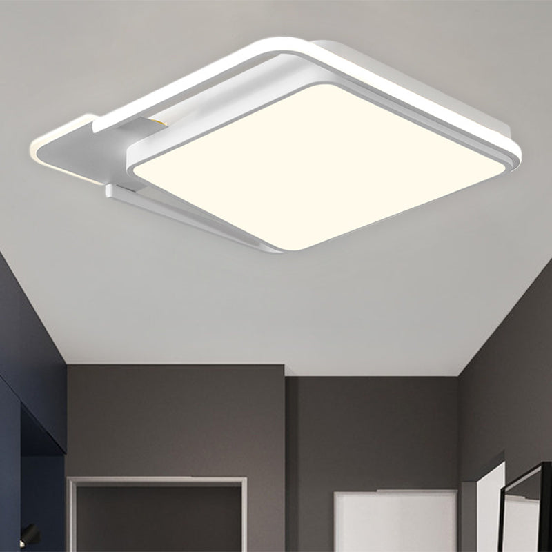 White/Black Square Flushmount Lamp Minimal LED Metallic Flush Lighting in White/Warm Light, 16.5"/20.5" Wide Clearhalo 'Ceiling Lights' 'Close To Ceiling Lights' 'Close to ceiling' 'Flush mount' Lighting' 1193998