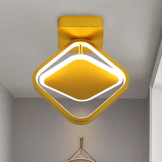 Gold Finish Rhombus Frame Flushmount Minimal LED Metal Flush Mounted Light in White/Warm Light Gold Clearhalo 'Ceiling Lights' 'Close To Ceiling Lights' 'Close to ceiling' 'Flush mount' Lighting' 1194023