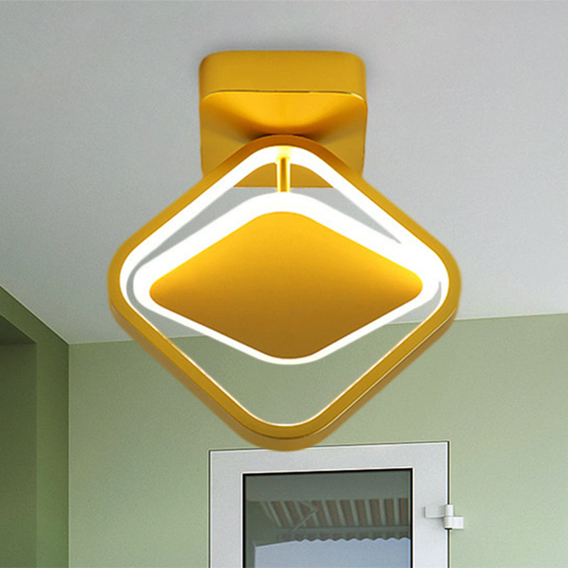 Gold Finish Rhombus Frame Flushmount Minimal LED Metal Flush Mounted Light in White/Warm Light Clearhalo 'Ceiling Lights' 'Close To Ceiling Lights' 'Close to ceiling' 'Flush mount' Lighting' 1194024