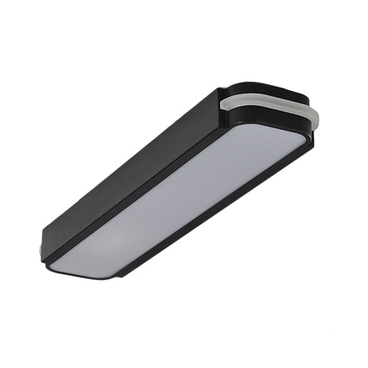 Metallic Rectangle Ceiling Mounted Fixture Modern 19"/27"/34.5" Long LED Black Flushmount in White/Warm Light Clearhalo 'Ceiling Lights' 'Close To Ceiling Lights' 'Close to ceiling' 'Flush mount' Lighting' 1194029