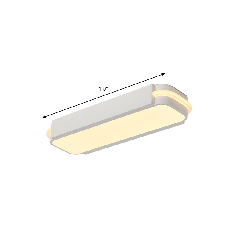 Rectangle Metal Flush Lamp Fixture Minimalist LED White Flush Mount Light in White/Warm Light, 19"/23"/31" L Clearhalo 'Ceiling Lights' 'Close To Ceiling Lights' 'Close to ceiling' 'Flush mount' Lighting' 1194036