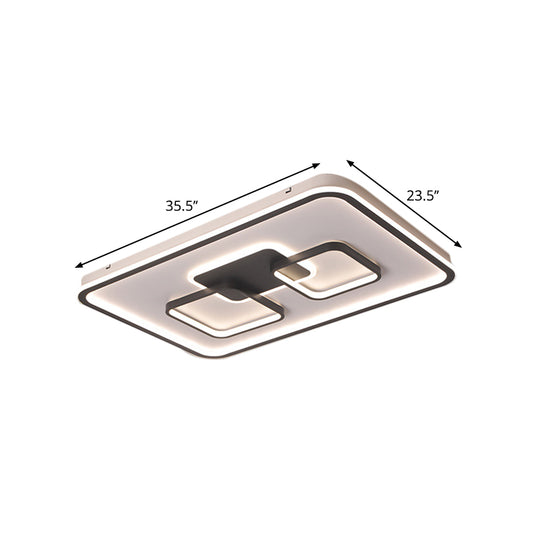 Rectangular Flushmount Lighting Modernist Metal Living Room LED Flush Mount in Black, White/Warm Light Clearhalo 'Ceiling Lights' 'Close To Ceiling Lights' 'Close to ceiling' 'Flush mount' Lighting' 1194066