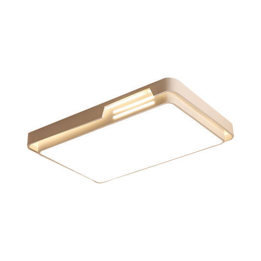 White Finish Rectangle Flush Lighting Minimal LED Metal Flush Mounted Lamp in White/Warm Light Clearhalo 'Ceiling Lights' 'Close To Ceiling Lights' 'Close to ceiling' 'Flush mount' Lighting' 1194069