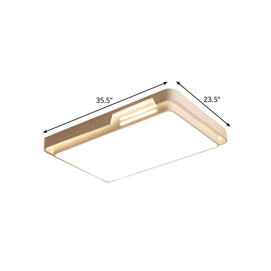 White Finish Rectangle Flush Lighting Minimal LED Metal Flush Mounted Lamp in White/Warm Light Clearhalo 'Ceiling Lights' 'Close To Ceiling Lights' 'Close to ceiling' 'Flush mount' Lighting' 1194070