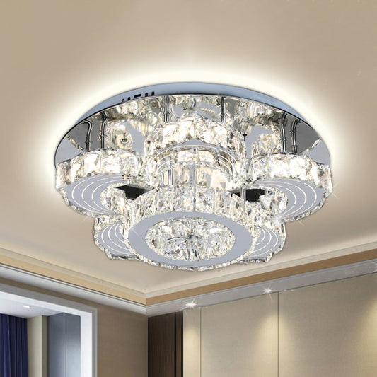 LED Semi Flush Ceiling Light Modern Flower Blossom Crystal Flushmount in Stainless Steel Clearhalo 'Ceiling Lights' 'Close To Ceiling Lights' 'Close to ceiling' 'Semi-flushmount' Lighting' 1194165